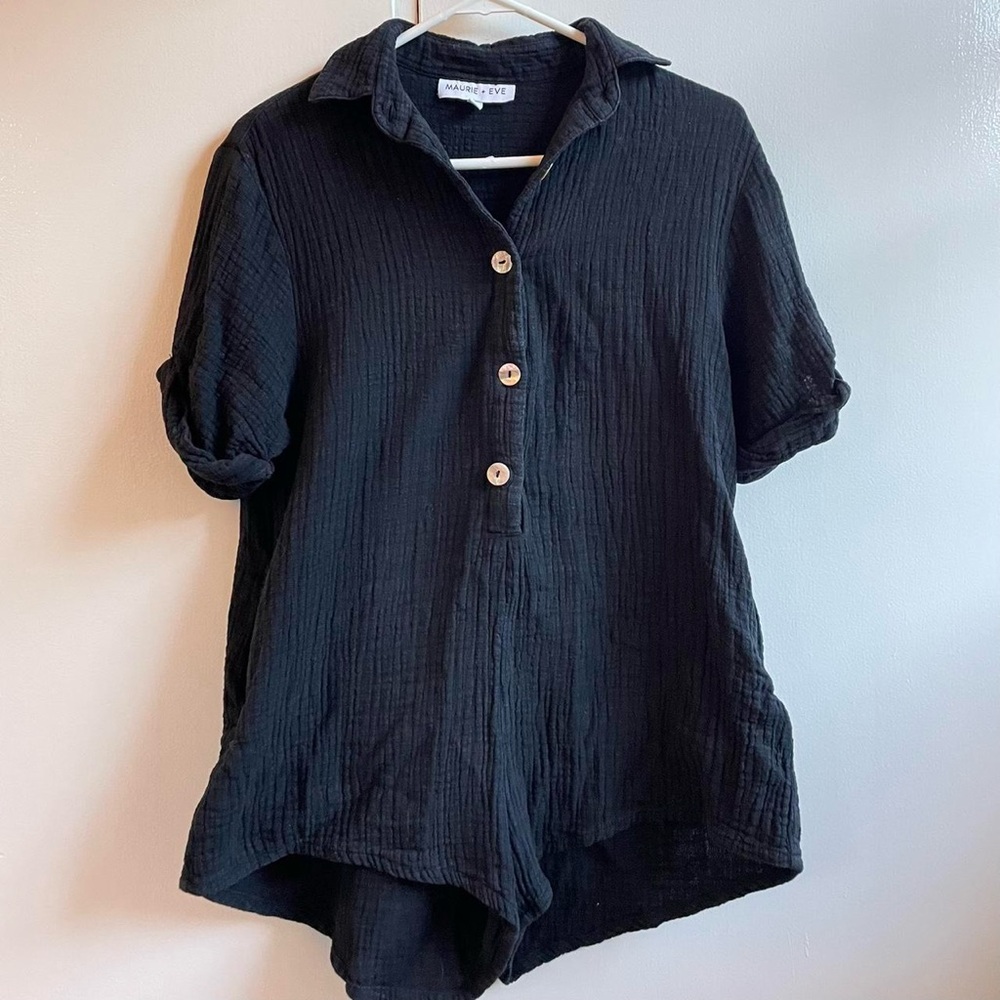 Never Worn Maurie + Eve Black Linen Romper